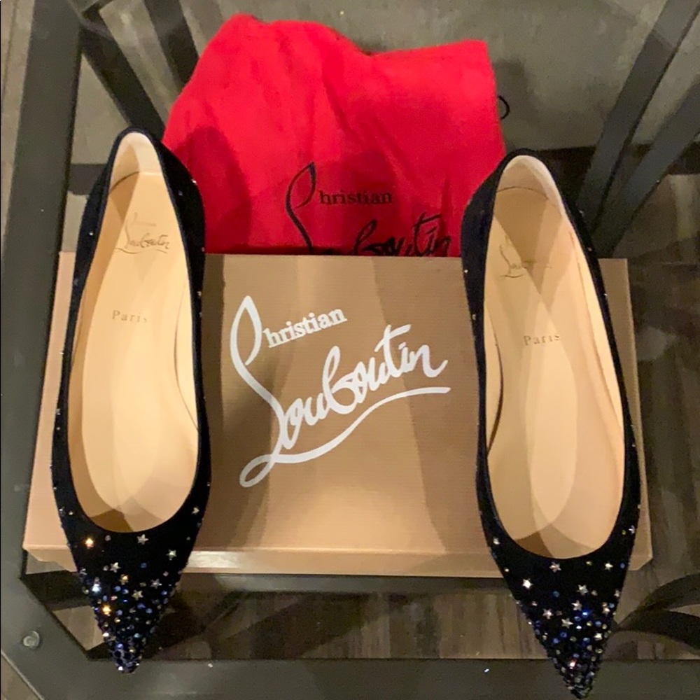 Christian Louboutin suede black flats
